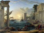 欧洲12-19世纪油画四_CLAUDE LORRAIN - Seaport with the Embarkation of the Queen of Sheba